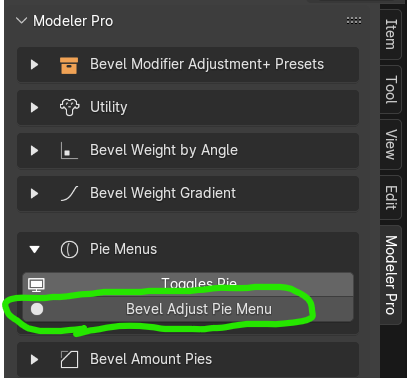 Bevel Adjust Pie Menu