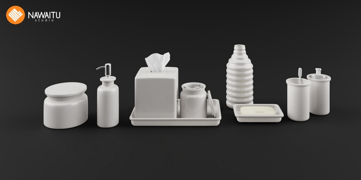 Bathroom Accessories Set Modern White Plastic Blender Market