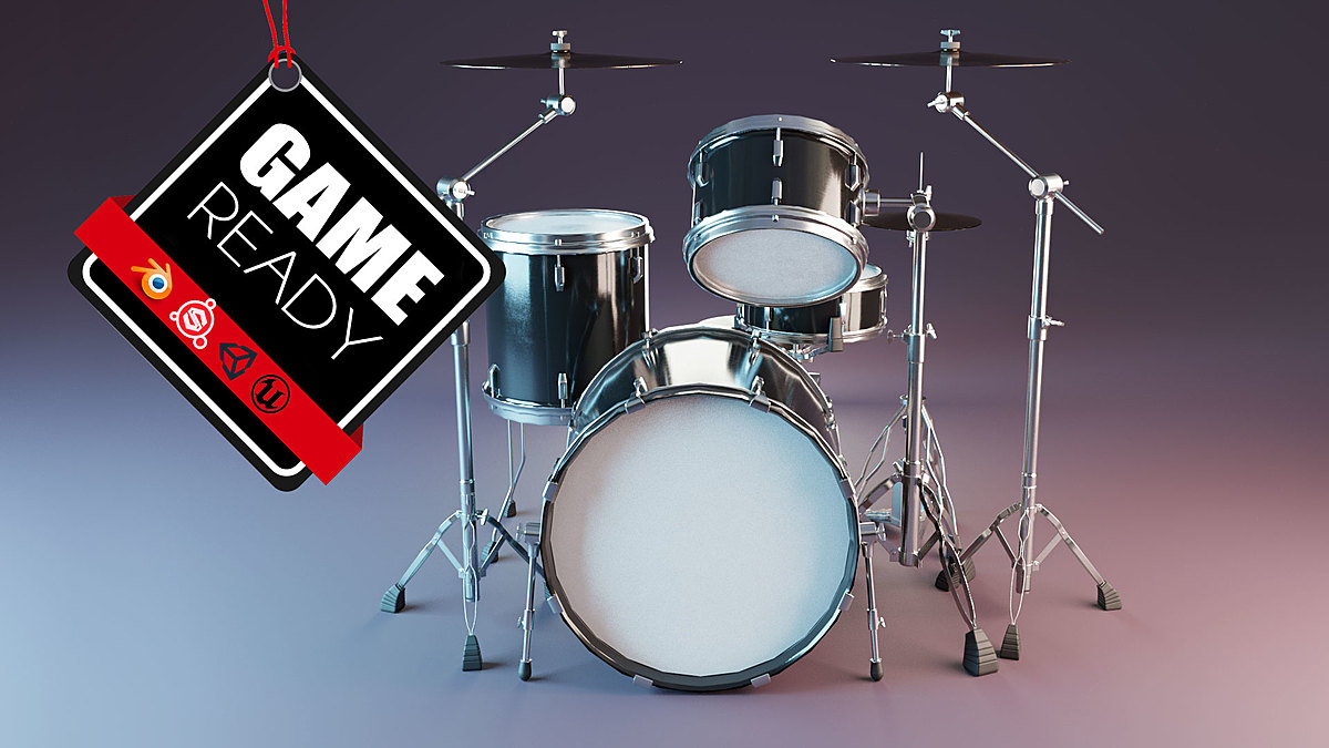 Drum Set Low Poly 3d Model Blender Market