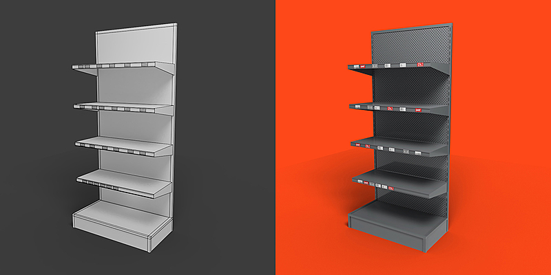 Blender Store Racks Shop or store shelf or shelving aisle for interior environment ...