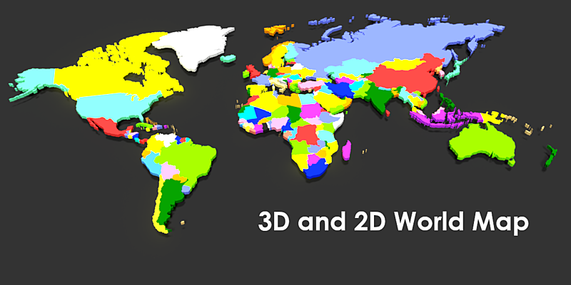 3d and 2d world map blender market
