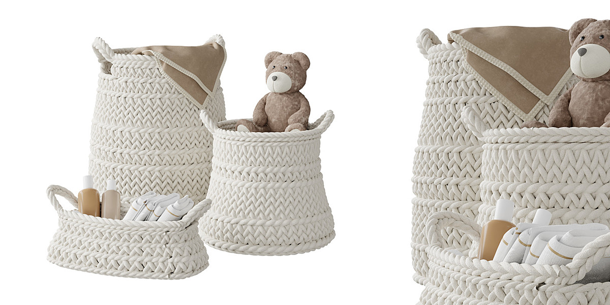 Childroom - Pottery Barn Kids Ivory Chunky Knit Nursery Storage