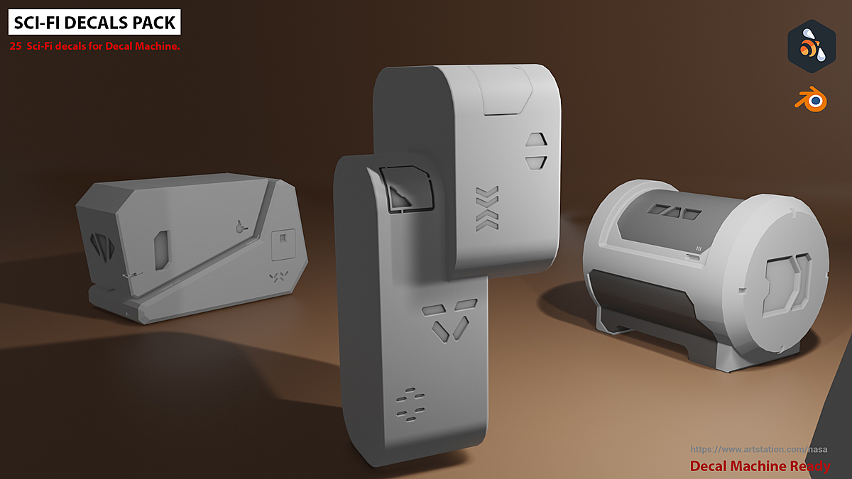 25 Sci-Fi Decals pack - Blender Market