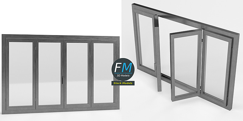 4 panels large window - Blender Market