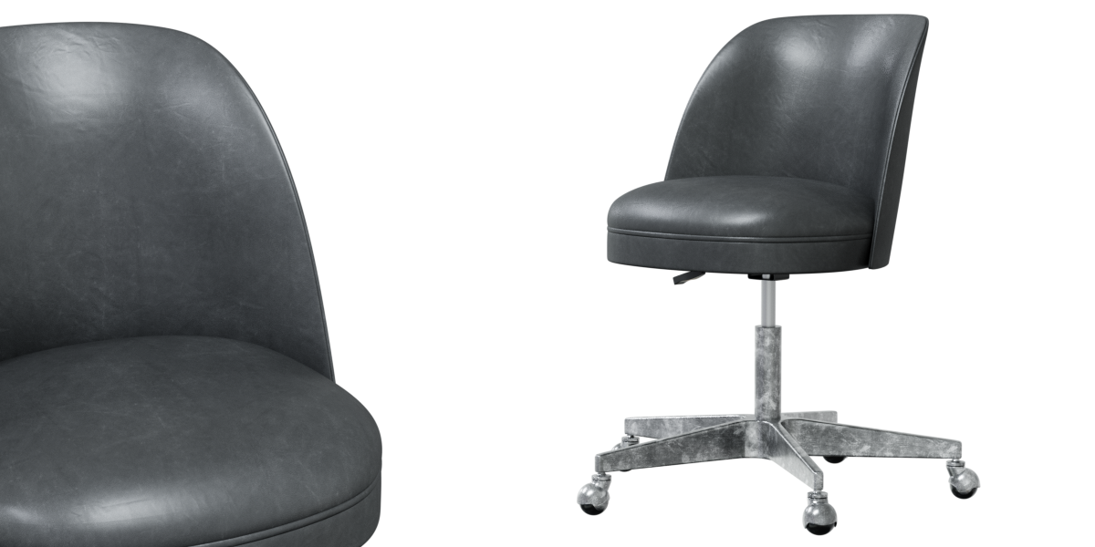 chair Restoration Hardware Alessa Leather Desk Pewter chair