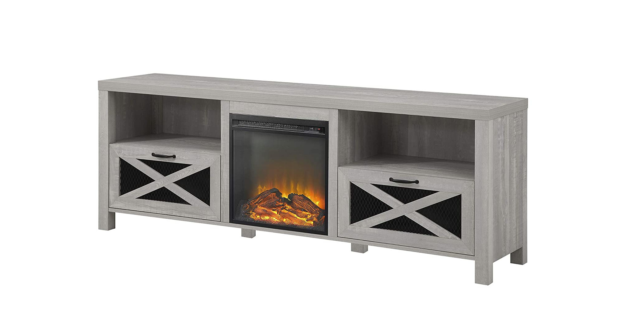 WE Furniture Fireplace TV Stand, 70", Stone Grey Blender Market