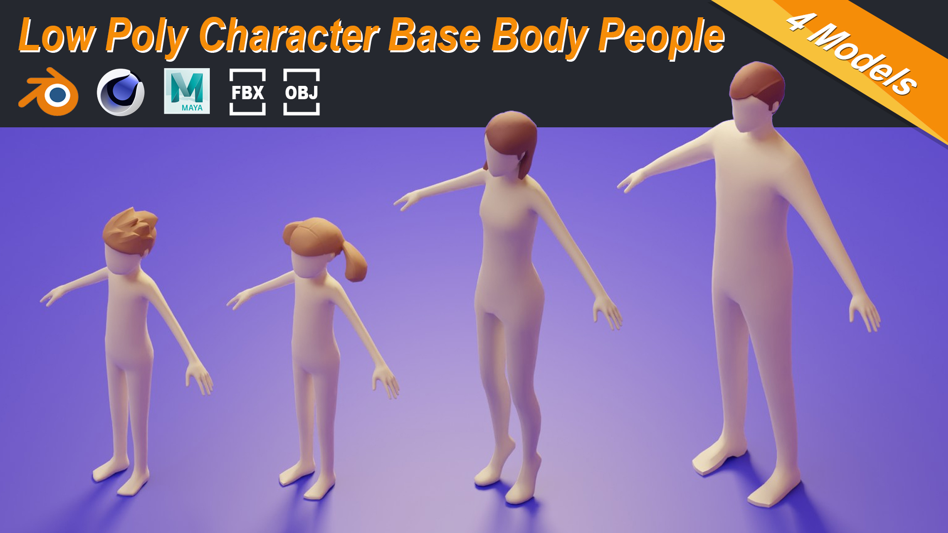 Low Poly 3D Character Base Body People Illustration Set - Blender Market