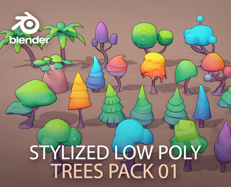 Stylized Low Poly Trees Pack 01 - Blender Market