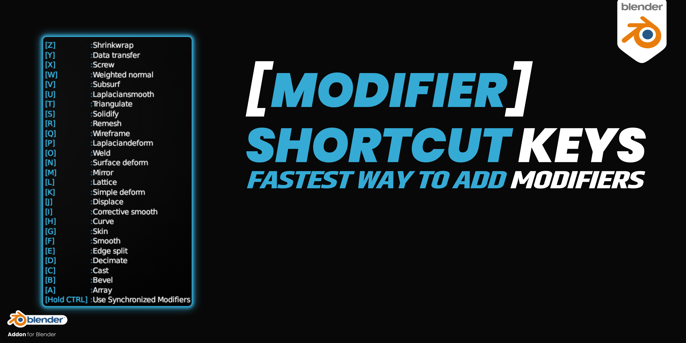 Modifier Shortcut Keys - Blender Market