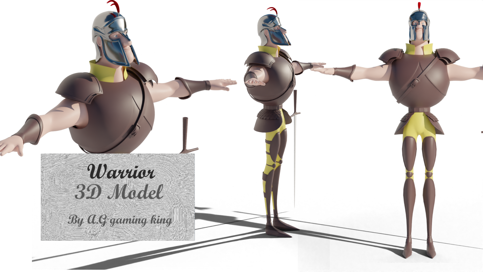 warrior-low/high-poly cartoon 3d model - Blender Market