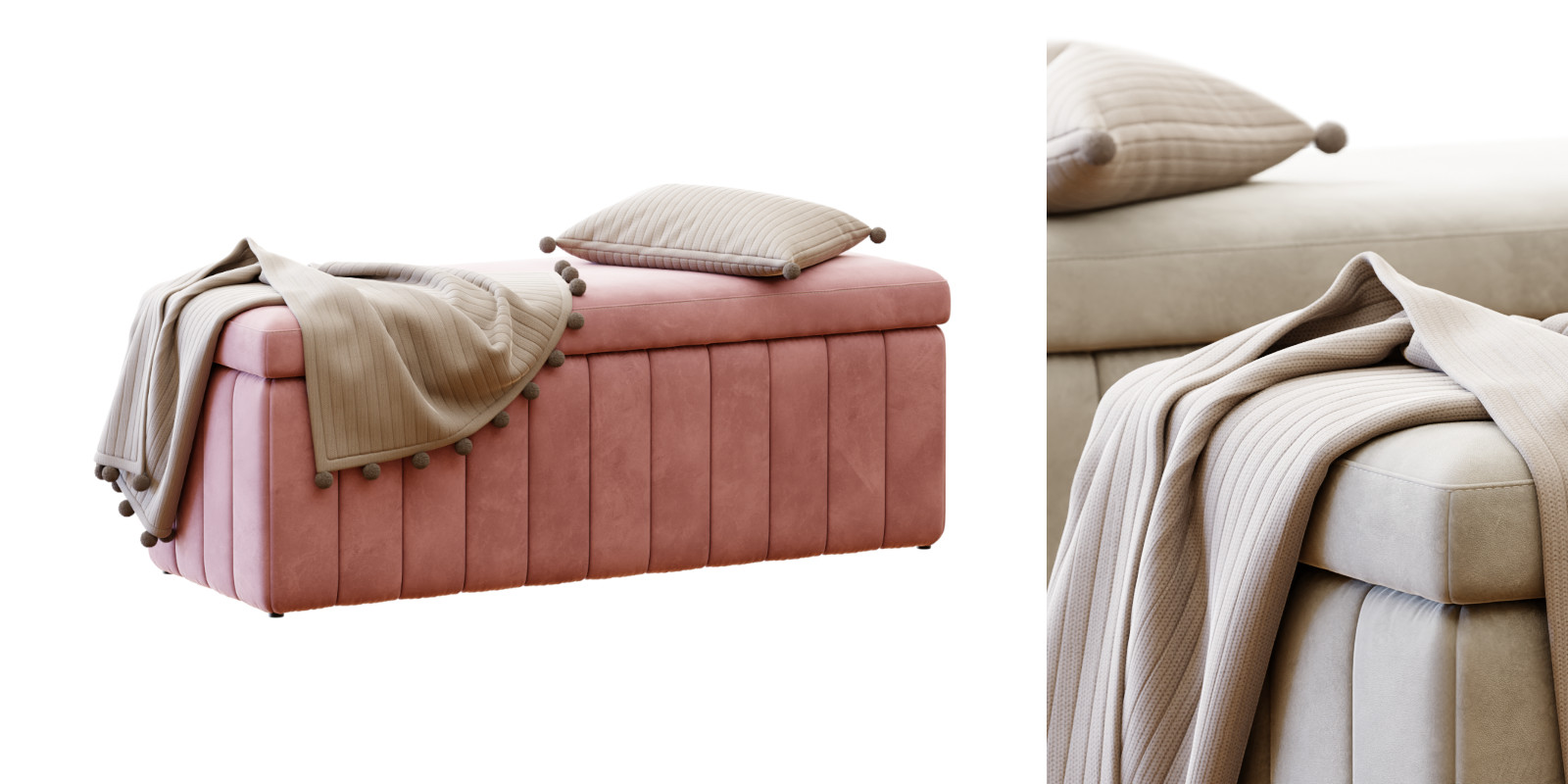 sofa Mercer and Reid Kensington Collection Blanket Box with pillow