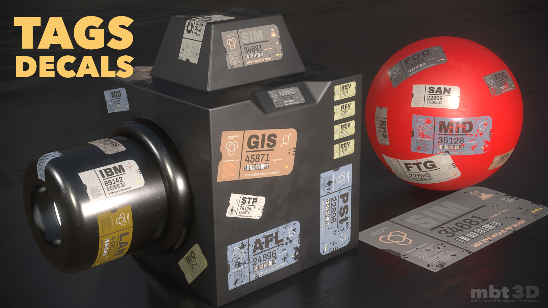 TAGS Decals - Decal Machine & KitOps - Blender Market