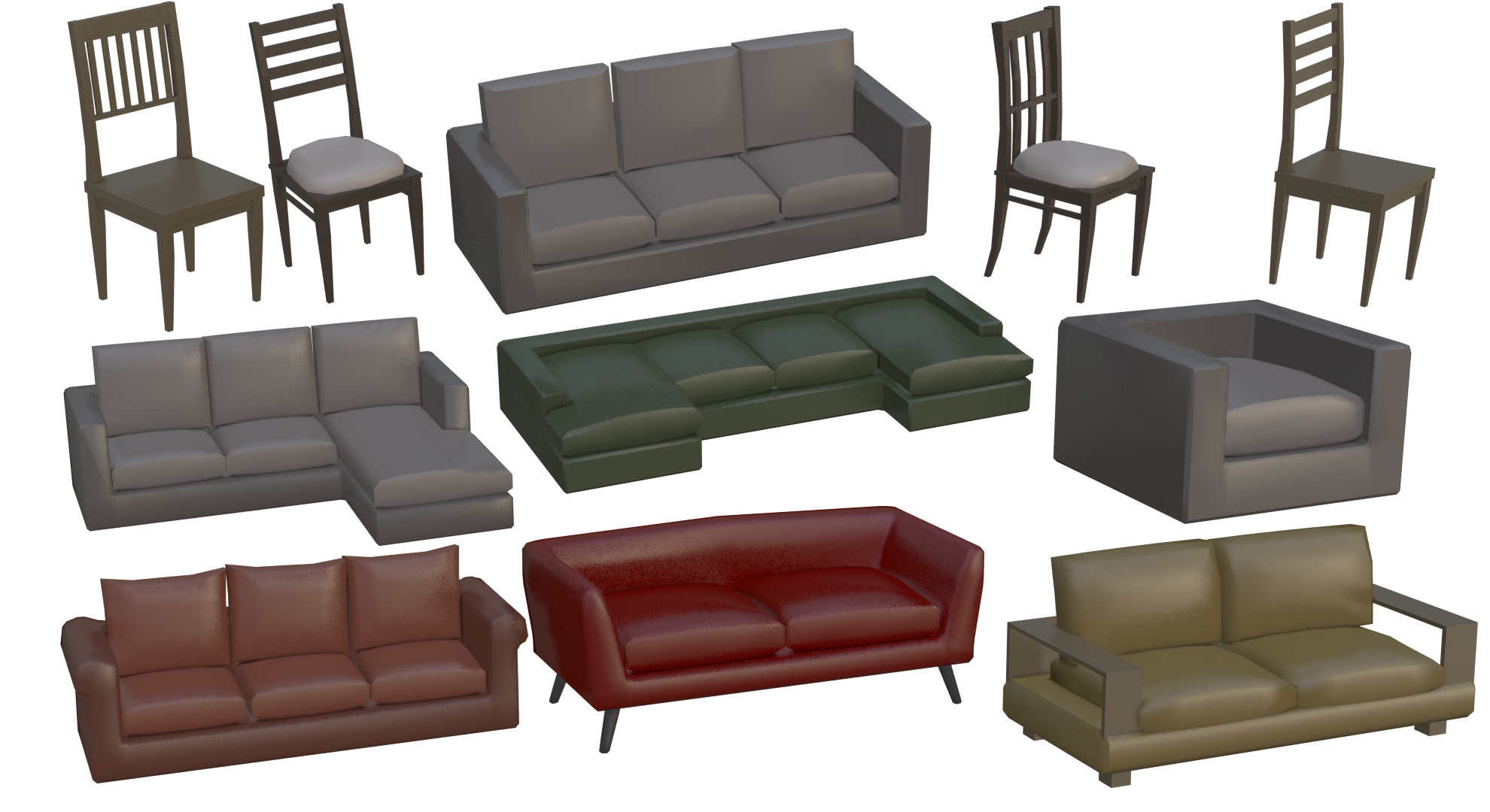 Low poly Furniture Assets Blender Market