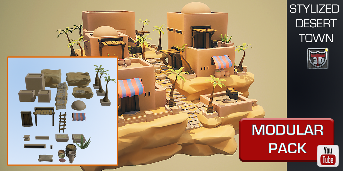 Stylized Desert Town Modular Pack - Blender Market