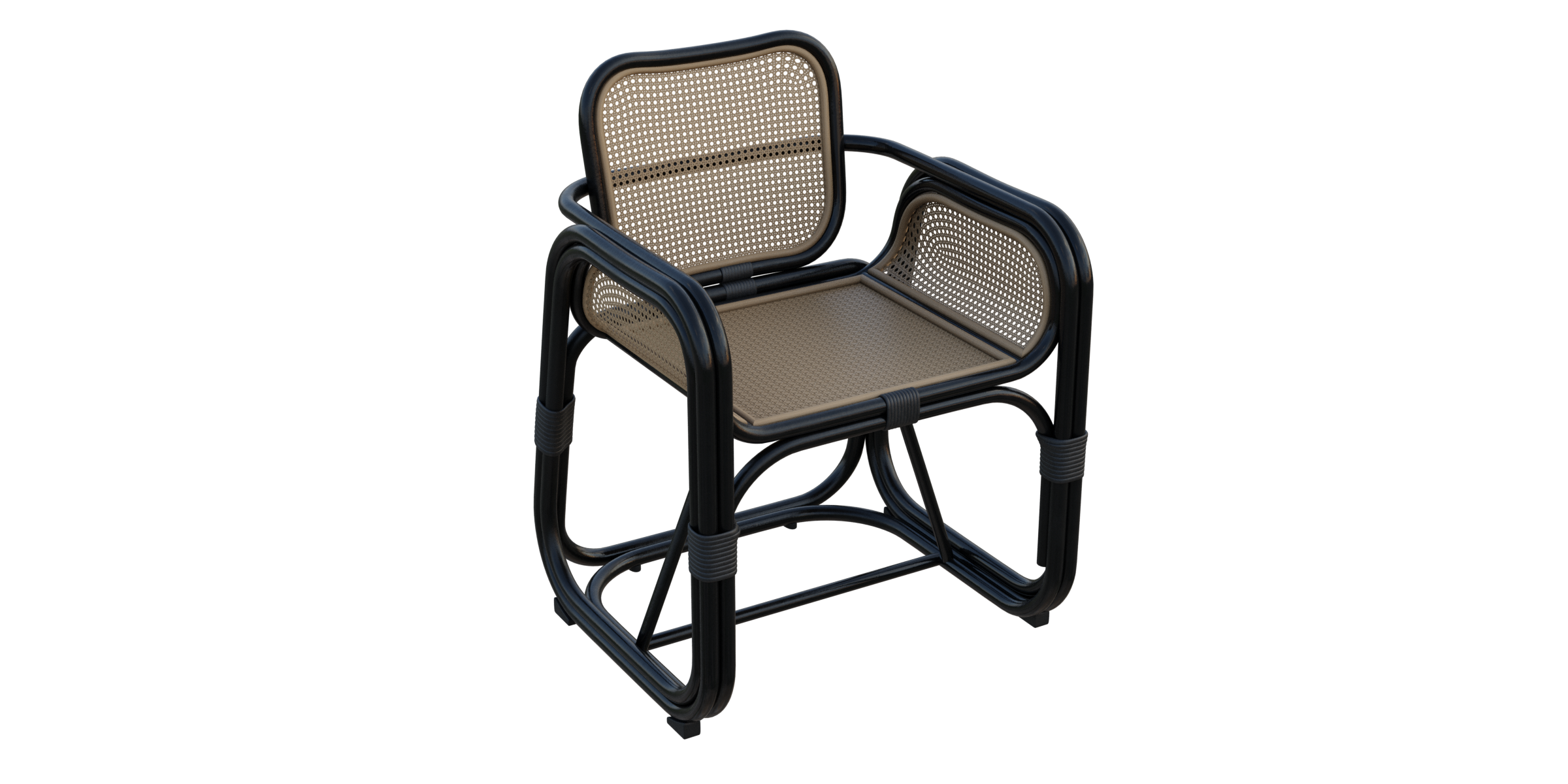 Carver Dining Chair Black Cane Rattan Procedural