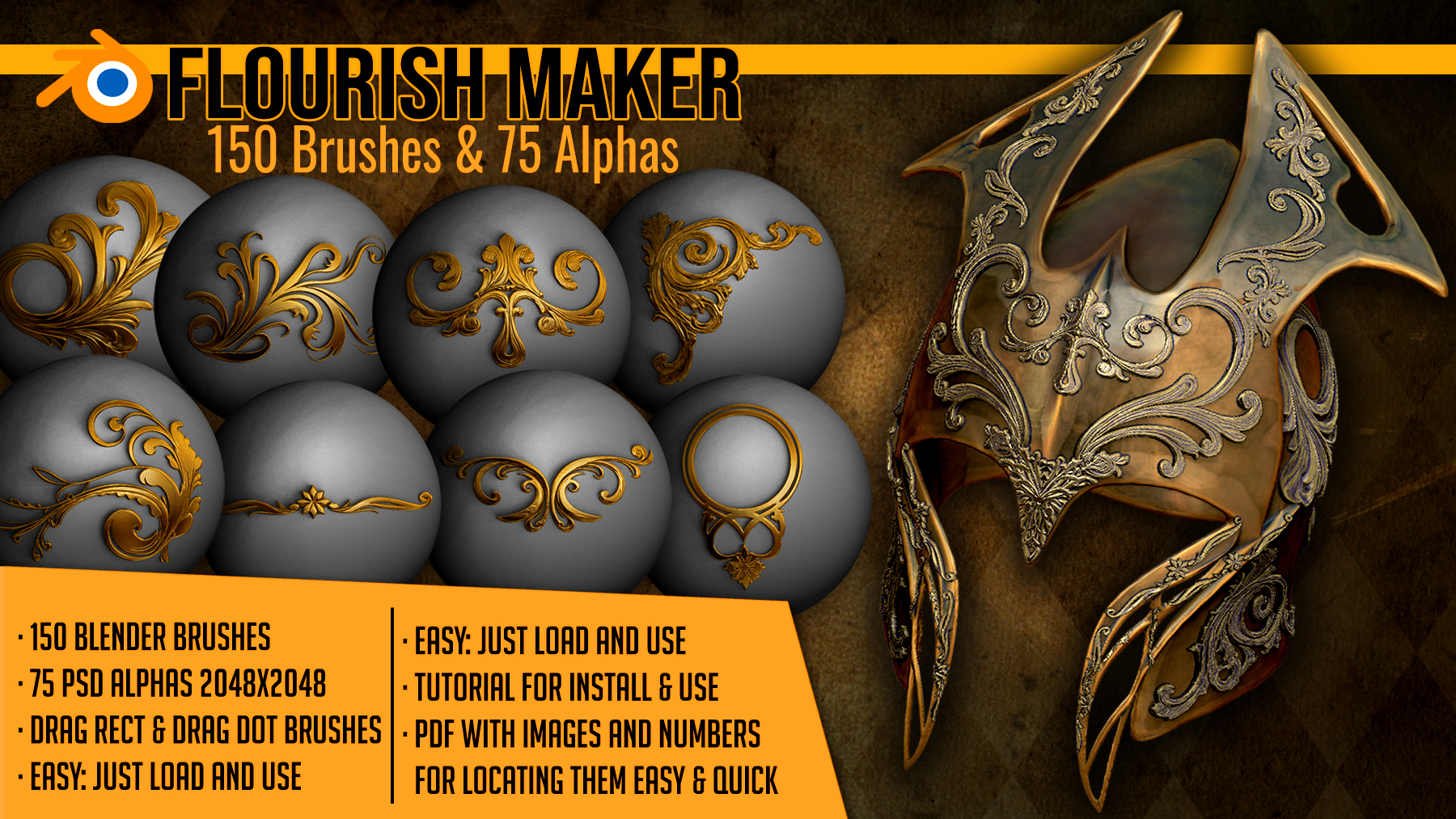 Flourish Maker 150 Brushes and 75 Alphas Blender Market