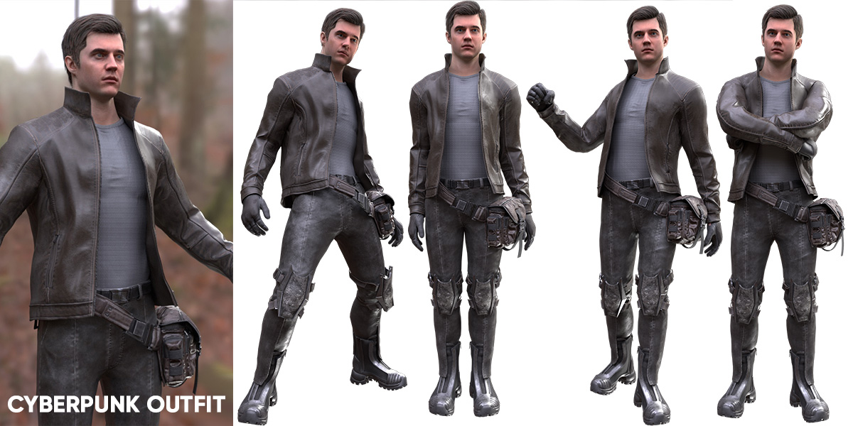 Man in Cyberpunk Outfit 1 - Modular - Rigged - Blender Market