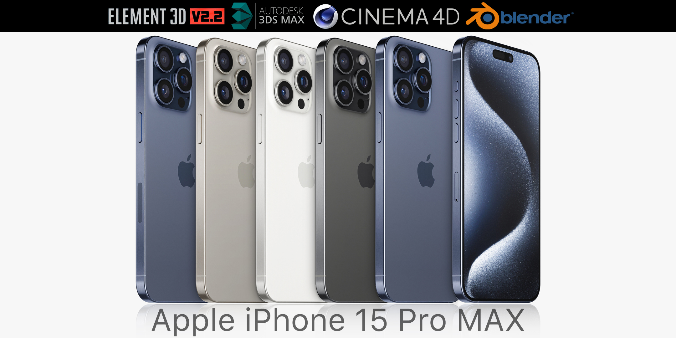 Apple iPhone 15 pro MAX all colors - Blender Market