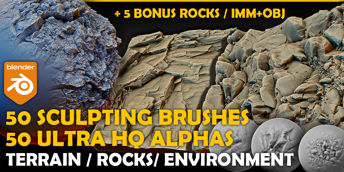 Ultra HQ Terrain / Rocks seamless Sculpt brushes + seamless Alpha ...