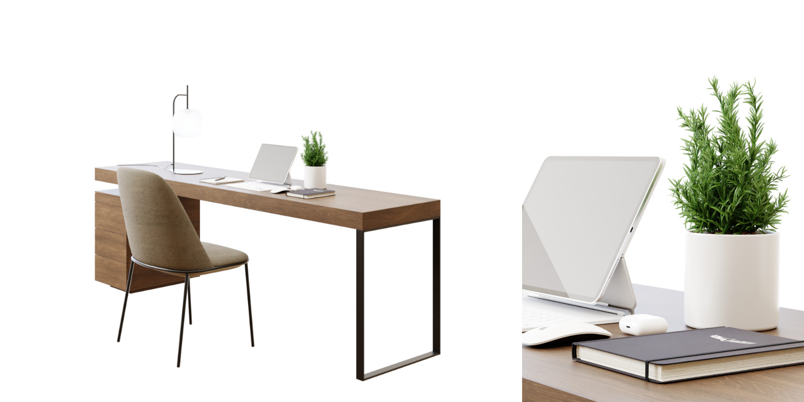 office - Workplace - modern designer work table with chair and decor