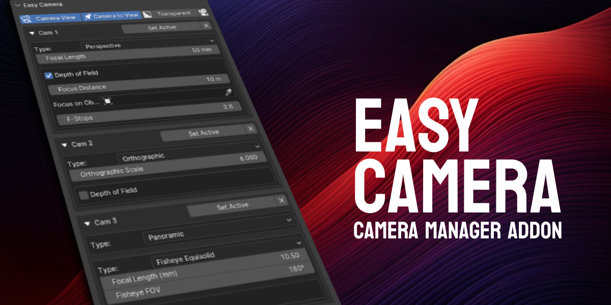 Easy Camera Addon - Camera manager - Blender Market