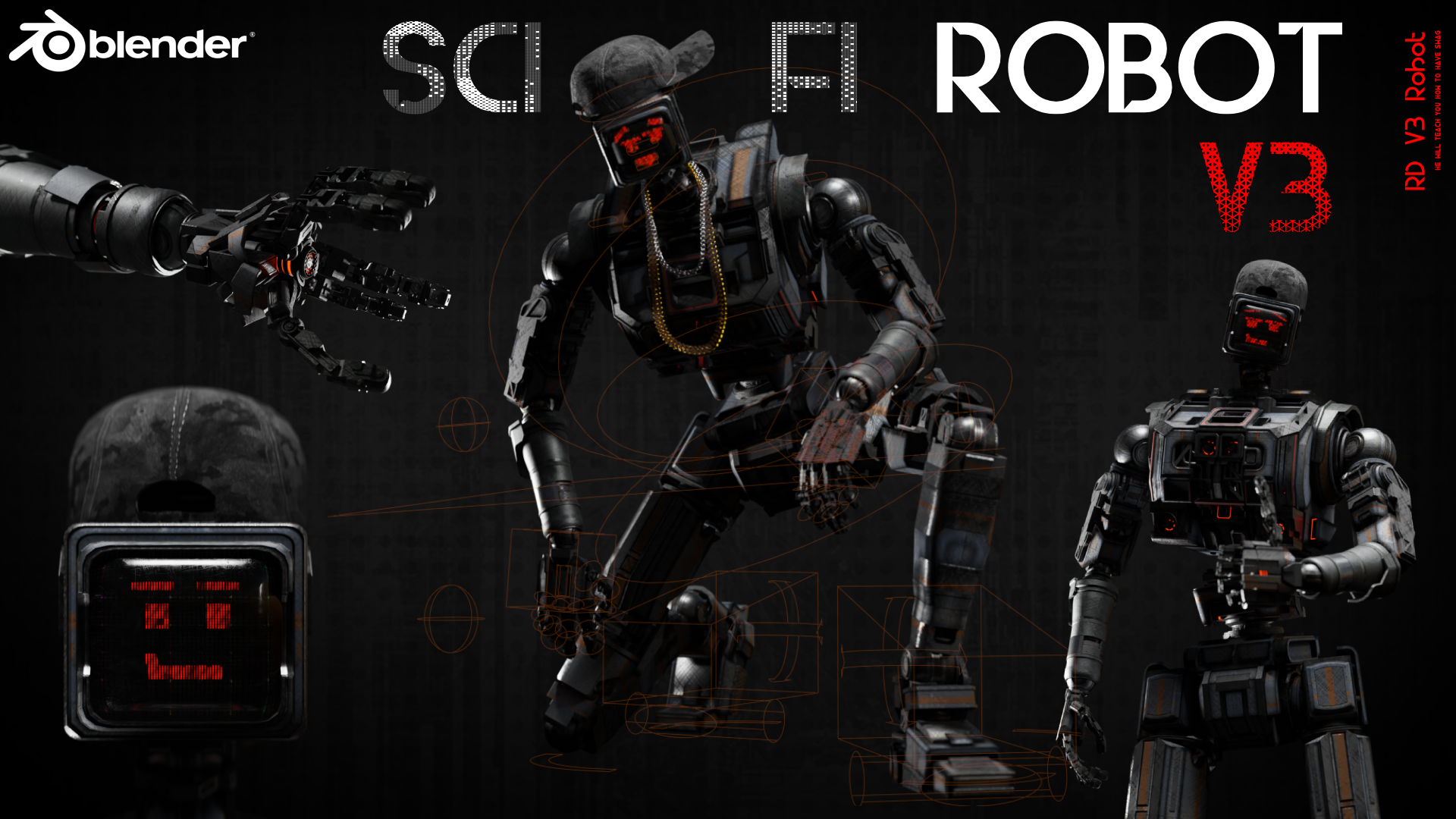 Asset: Sci fi Robot model V3 - Blender Market