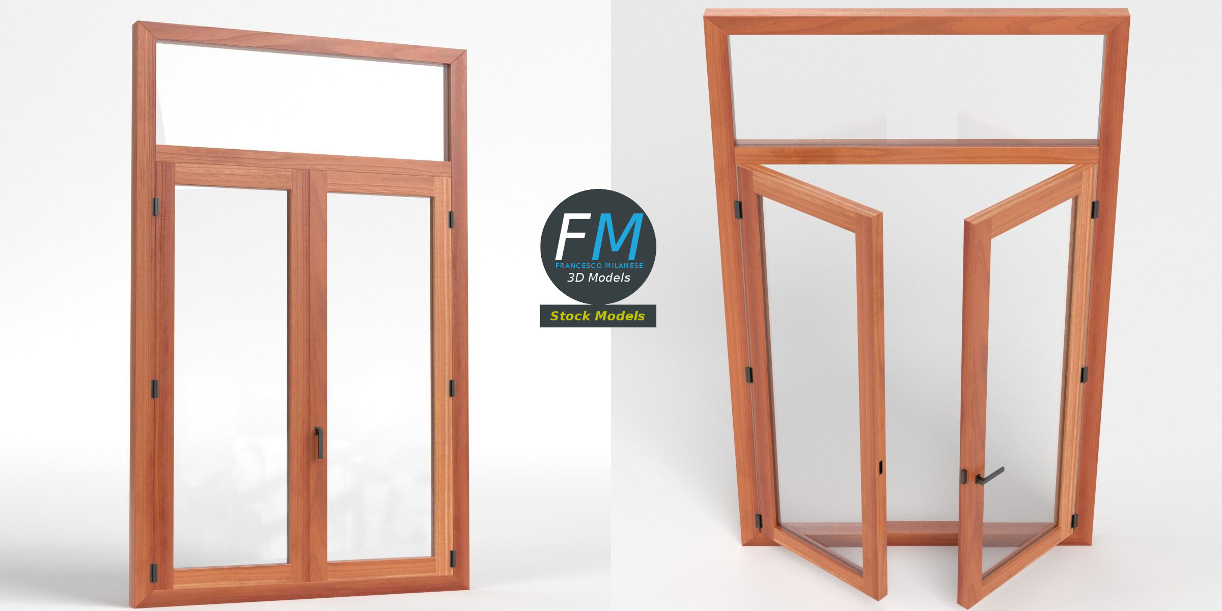 Double window with transom - Blender Market