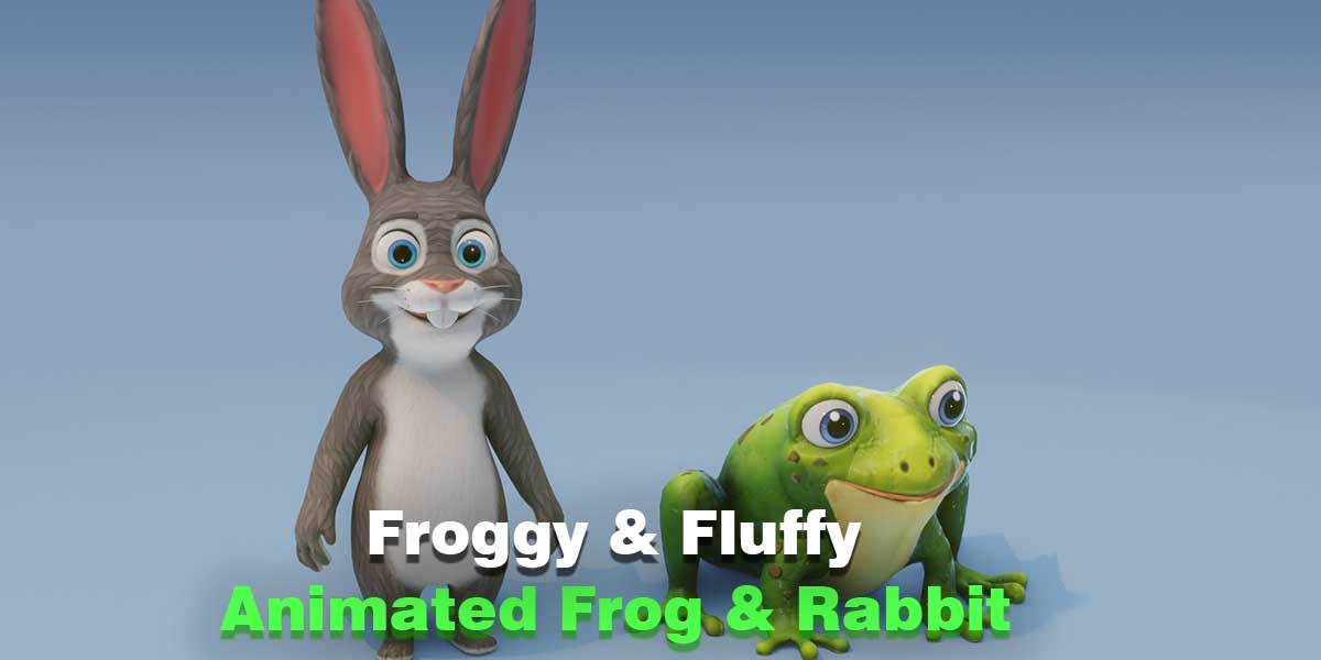 Froggy & Fluffy: Cartoon Animated Frog and Rabbit 3D Model Collection ...