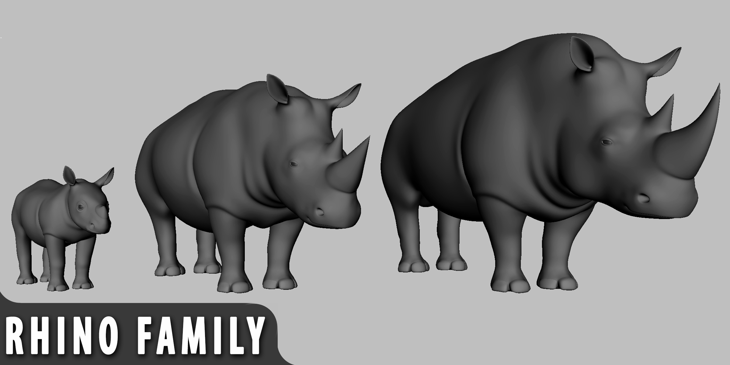 Rhino family topology uv map blender market