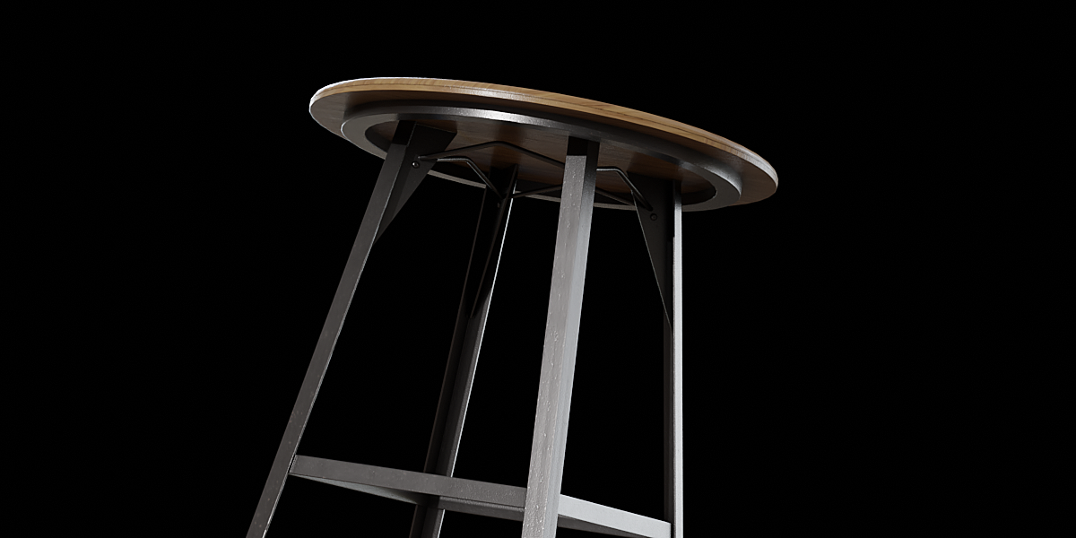 Hudson Pub Table acacia wood distressed Lowpoly 3D model Blender Market