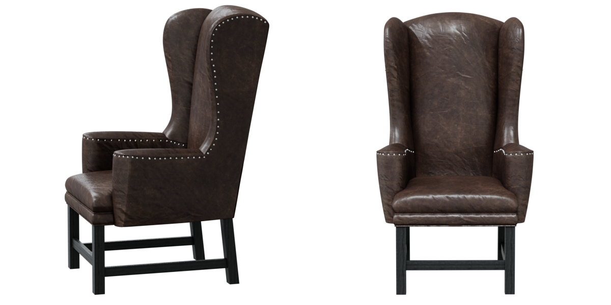 armchair Restoration Hardware Belfort Wingback Leather Armchair