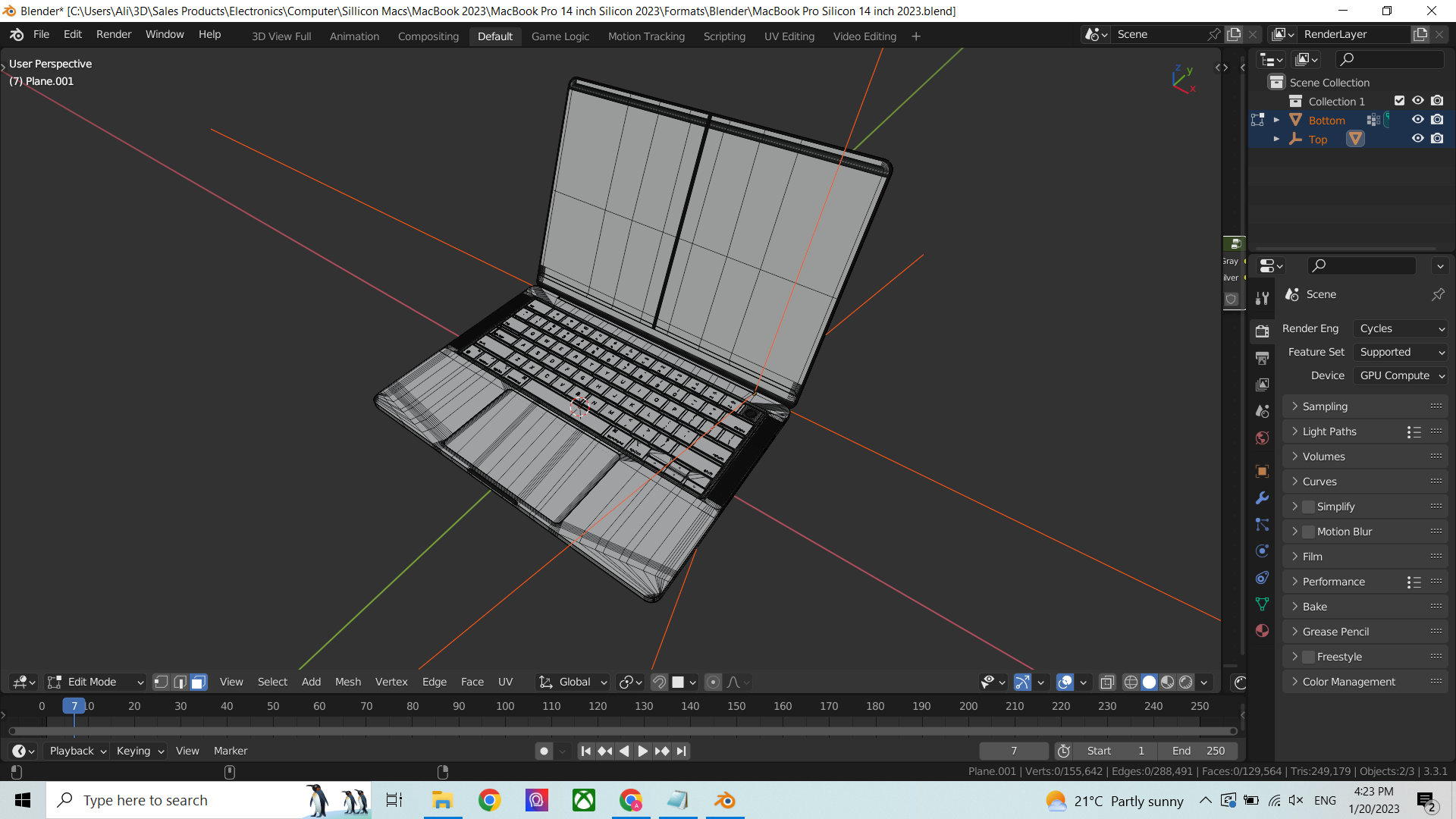 Apple MacBook Pro 14 inch 2023 in Official Design Blender Market
