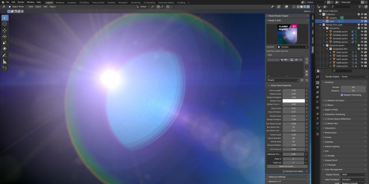 FLARED Lens Flares in Blender Blender Market