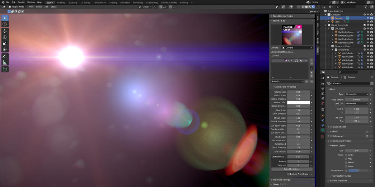 FLARED Lens Flares in Blender Blender Market