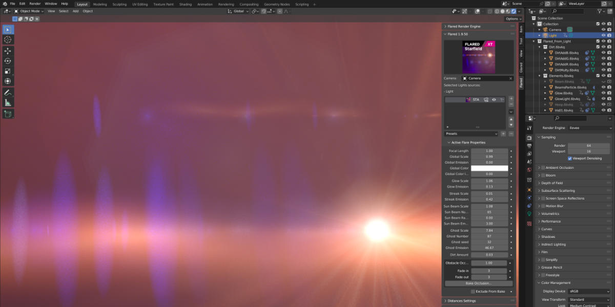FLARED Lens Flares in Blender Blender Market