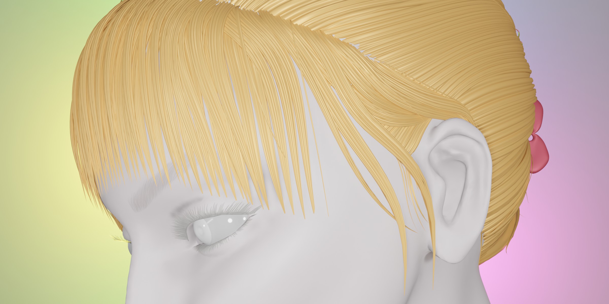 Claw Clip Bun Hairstyle With Bangs - Blender Market