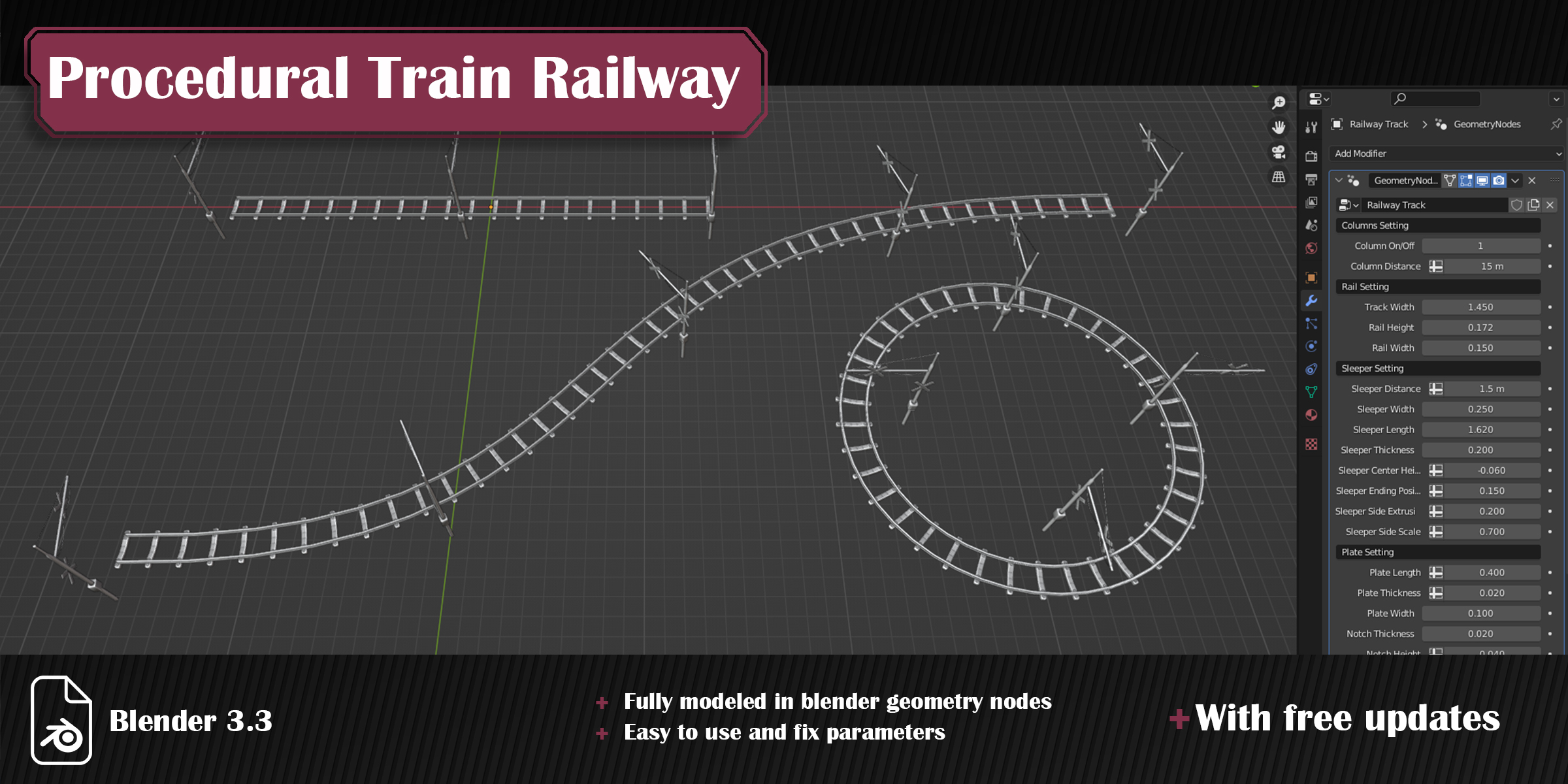 Procedural Train Railway Track - Blender Market