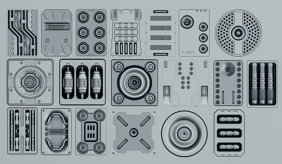 Scifi alpha decal panel pack v.2 Decal Machine ready Blender Market