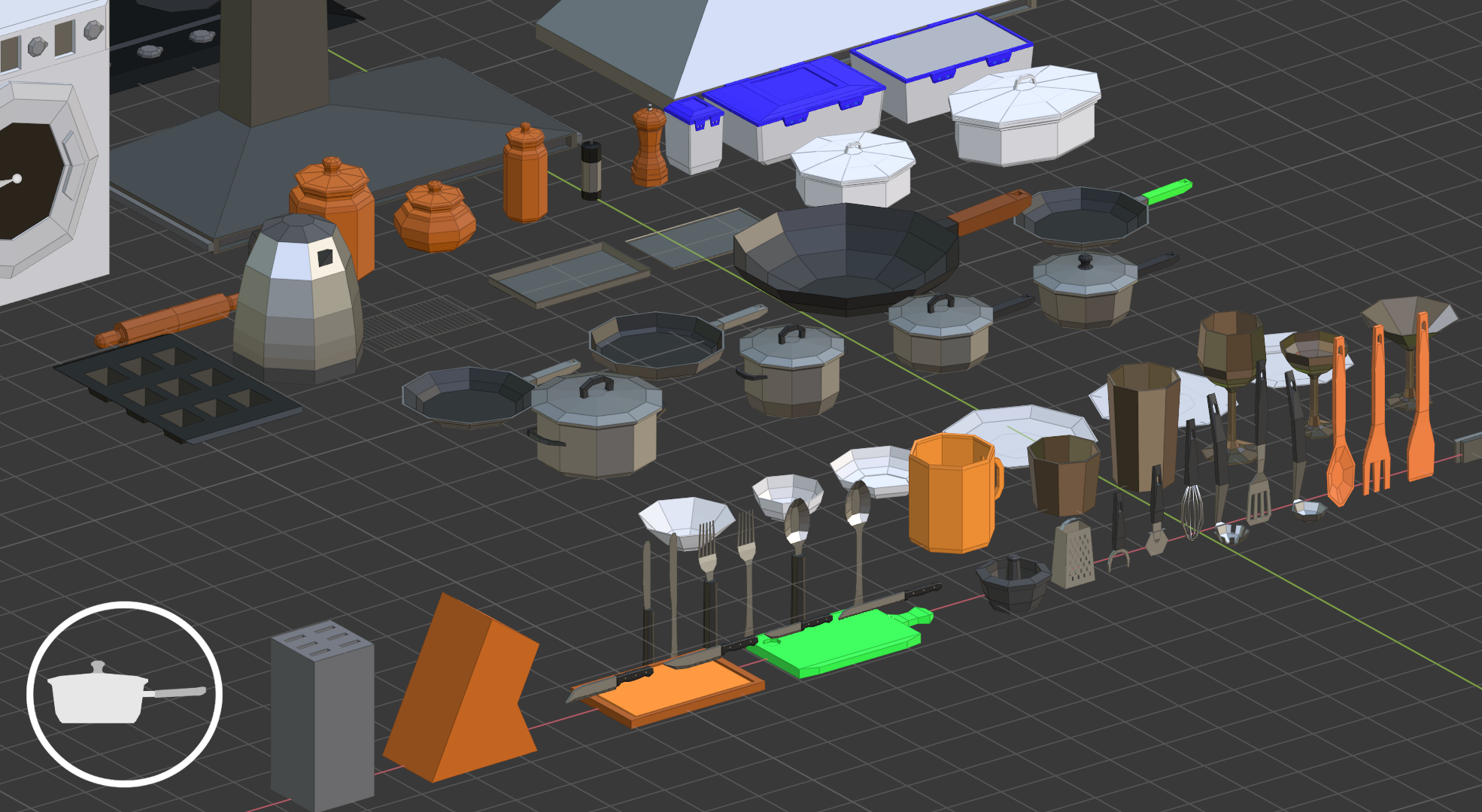 100 low poly kitchen assets Blender Market
