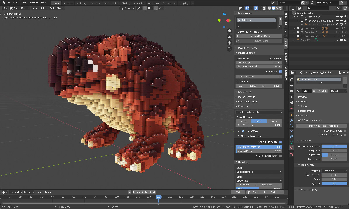 Bricker Photoreal LEGO Sculptures & Simulations Blender Market