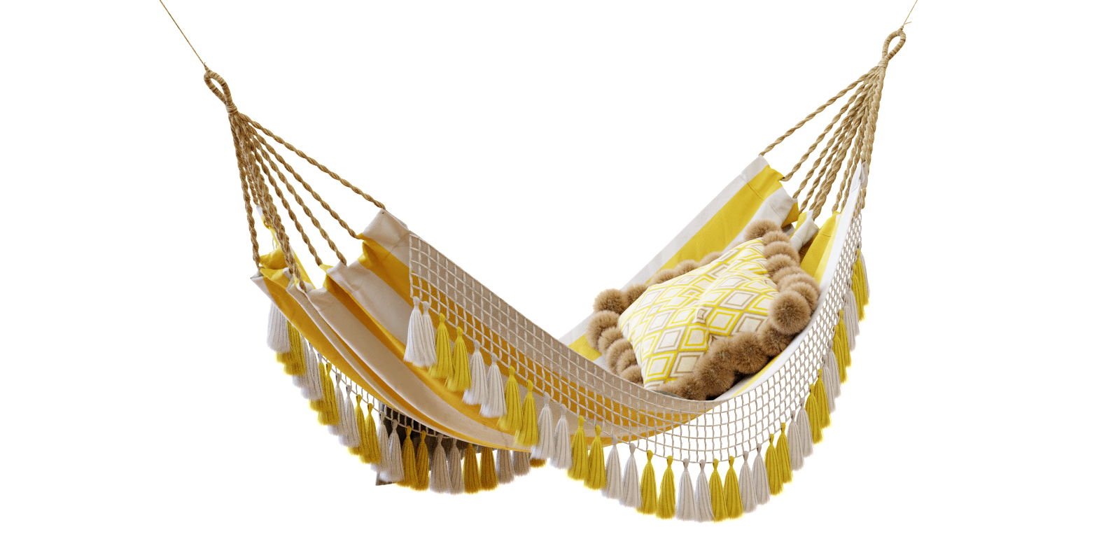 hanging chair Saratoga Hammock hanging chair with pillows and plaid